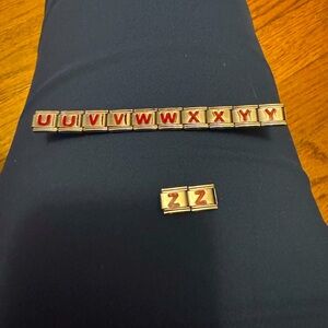 Italian Charms Bracelet Links Lot Of 12 9 MM Alphabet U V W X Y Z New